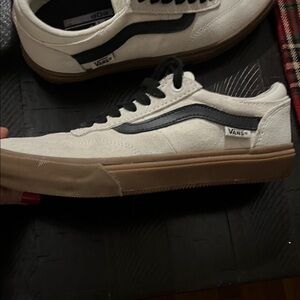 Vans Cream and Black Canvas Shoes